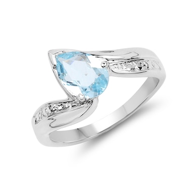 1.30 Carat Genuine Blue Topaz .925 Sterling Silver Ring