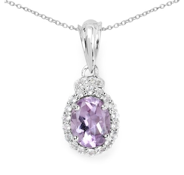 2.02 Carat Genuine Amethyst and White Topaz .925 Sterling Silver Pendant