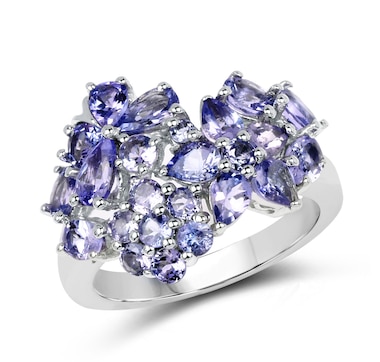 2.88 Carat Genuine Tanzanite .925 Sterling Silver Ring