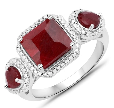 3.65 Carat Dyed Ruby .925 Sterling Silver Ring