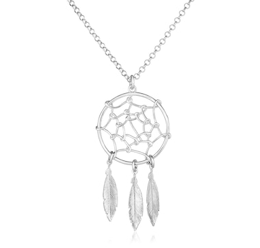 Sterling Silver 17 inch Necklace with Dream Catcher Pendant