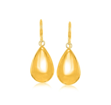 14k Yellow Gold Polished Teardrop Motif Drop Earrings