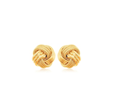 10k Yellow Gold Love Knot with Ridge Texture Earrings