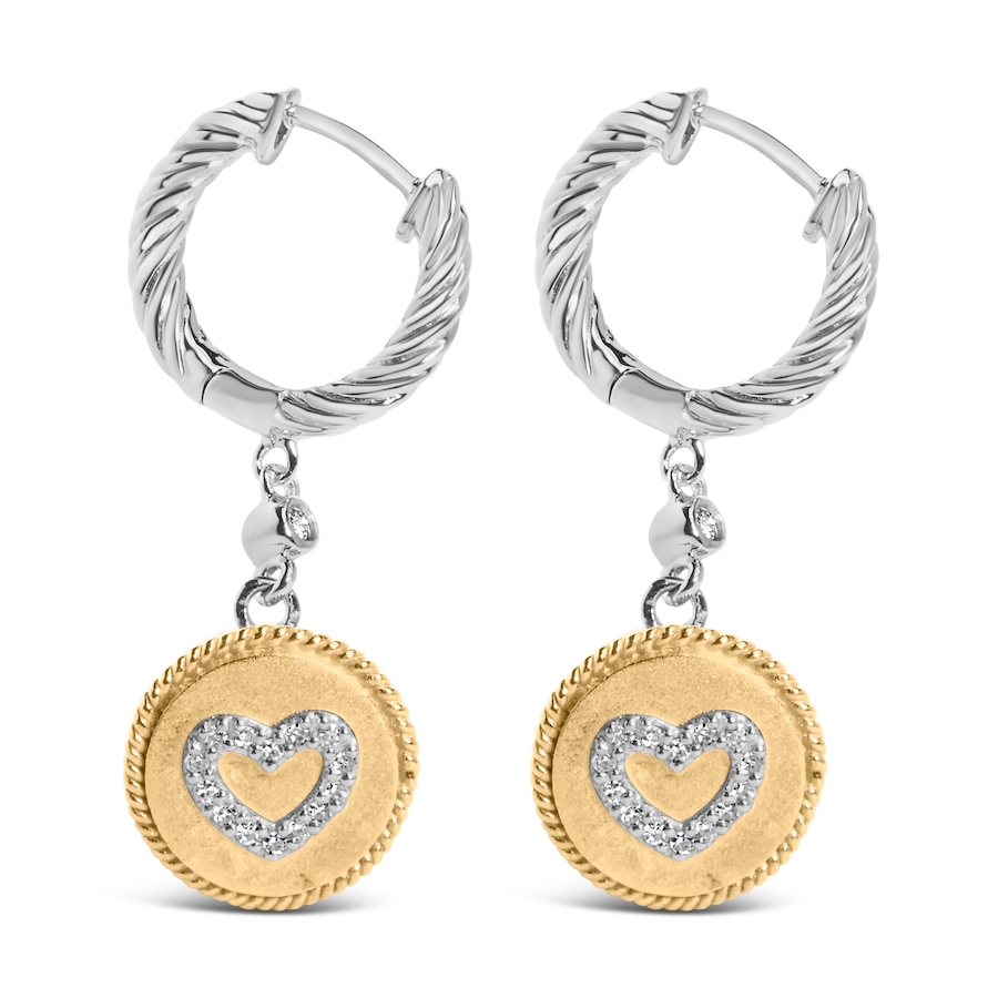 Image 868107_ALTMORE1.jpg, Product 868-107 / Price $1,067.00, 18K Yellow Gold Plated .925 Sterling Silver 1/8 Cttw Diamond Heart Medallion Drop and Dangle Earring (I-J Color, SI1-SI2 Clarity) from Haus of Brilliance on TSC.ca's Jewellery department