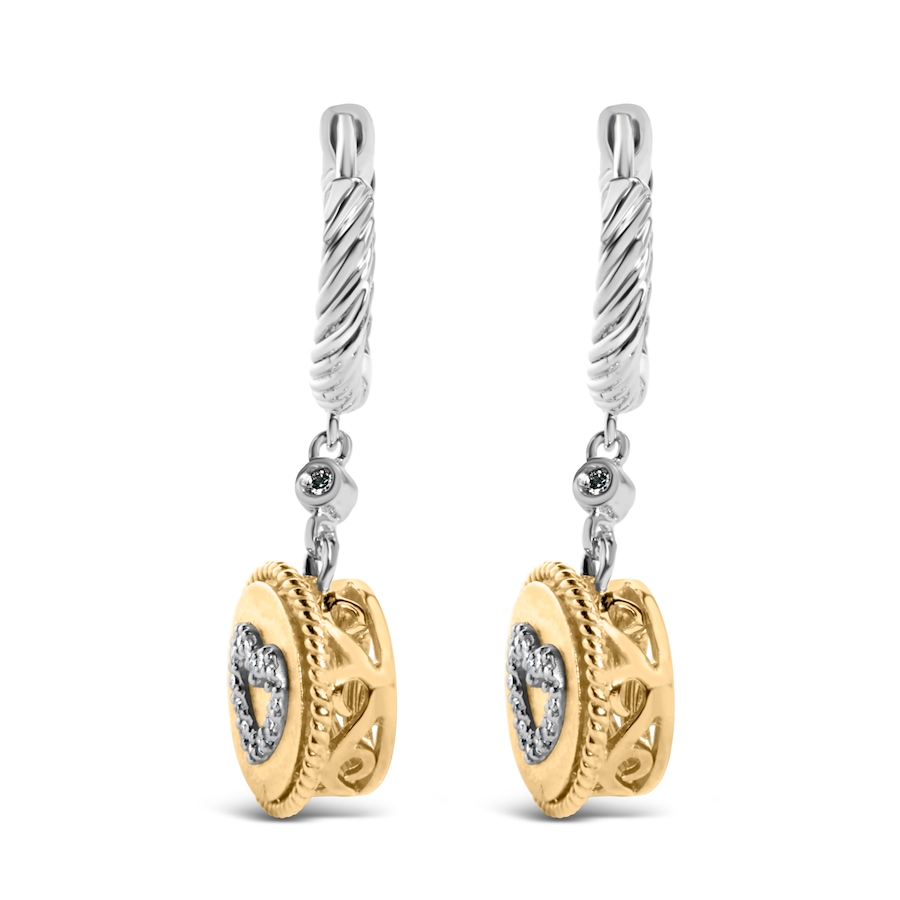 Image 868107_ALTMORE3.jpg, Product 868-107 / Price $1,067.00, 18K Yellow Gold Plated .925 Sterling Silver 1/8 Cttw Diamond Heart Medallion Drop and Dangle Earring (I-J Color, SI1-SI2 Clarity) from Haus of Brilliance on TSC.ca's Jewellery department