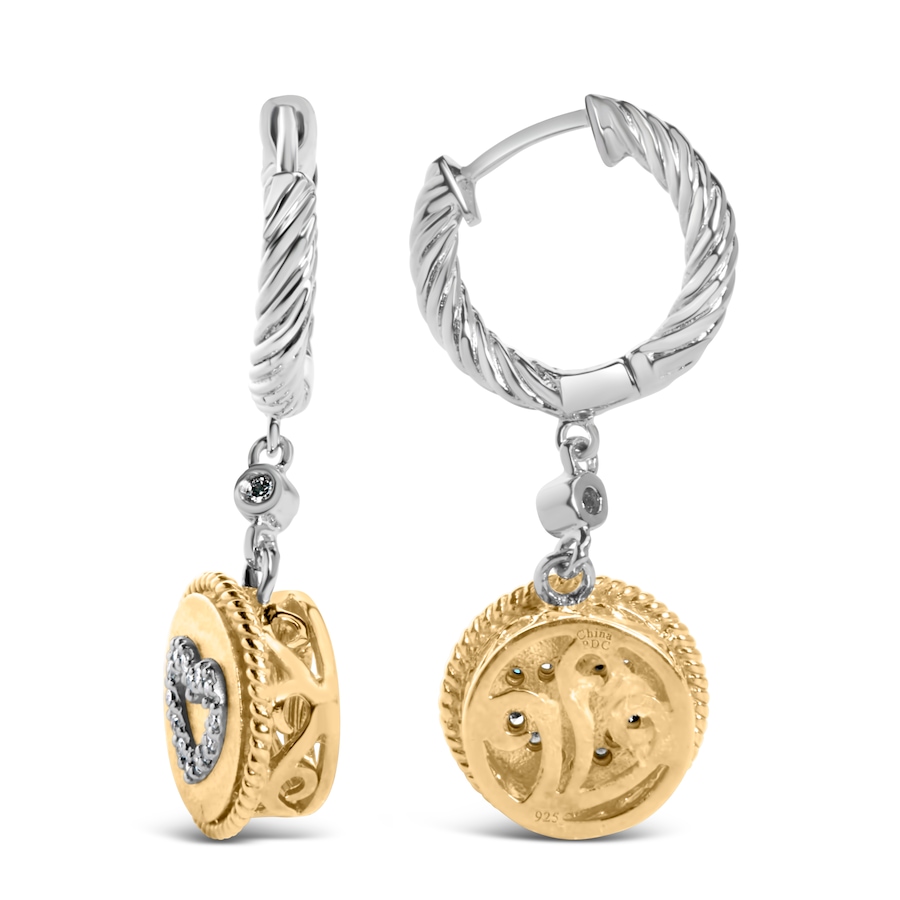 Image 868107_ALTMORE4.jpg, Product 868-107 / Price $1,067.00, 18K Yellow Gold Plated .925 Sterling Silver 1/8 Cttw Diamond Heart Medallion Drop and Dangle Earring (I-J Color, SI1-SI2 Clarity) from Haus of Brilliance on TSC.ca's Jewellery department