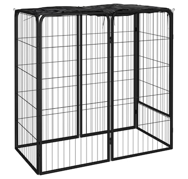Dog playpen 6 panels Black 50x100cm Powder coated steel