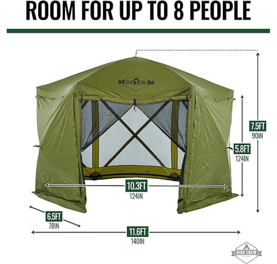 Image 870689_ALTMORE1.jpg, Product 870-689 / Price $529.99, Hike Crew 12’ x 12’ Pop Up Gazebo Tent, 6-Sided Outdoor Camping Canopy with Zippered Wind Panels from Hike Crew on TSC.ca's Health & Fitness department