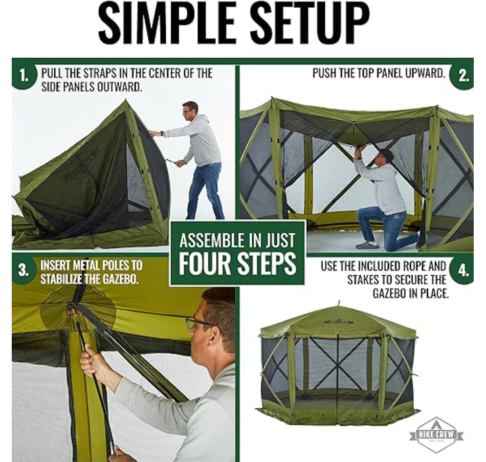 Image 870689_ALTMORE3.jpg, Product 870-689 / Price $529.99, Hike Crew 12’ x 12’ Pop Up Gazebo Tent, 6-Sided Outdoor Camping Canopy with Zippered Wind Panels from Hike Crew on TSC.ca's Health & Fitness department