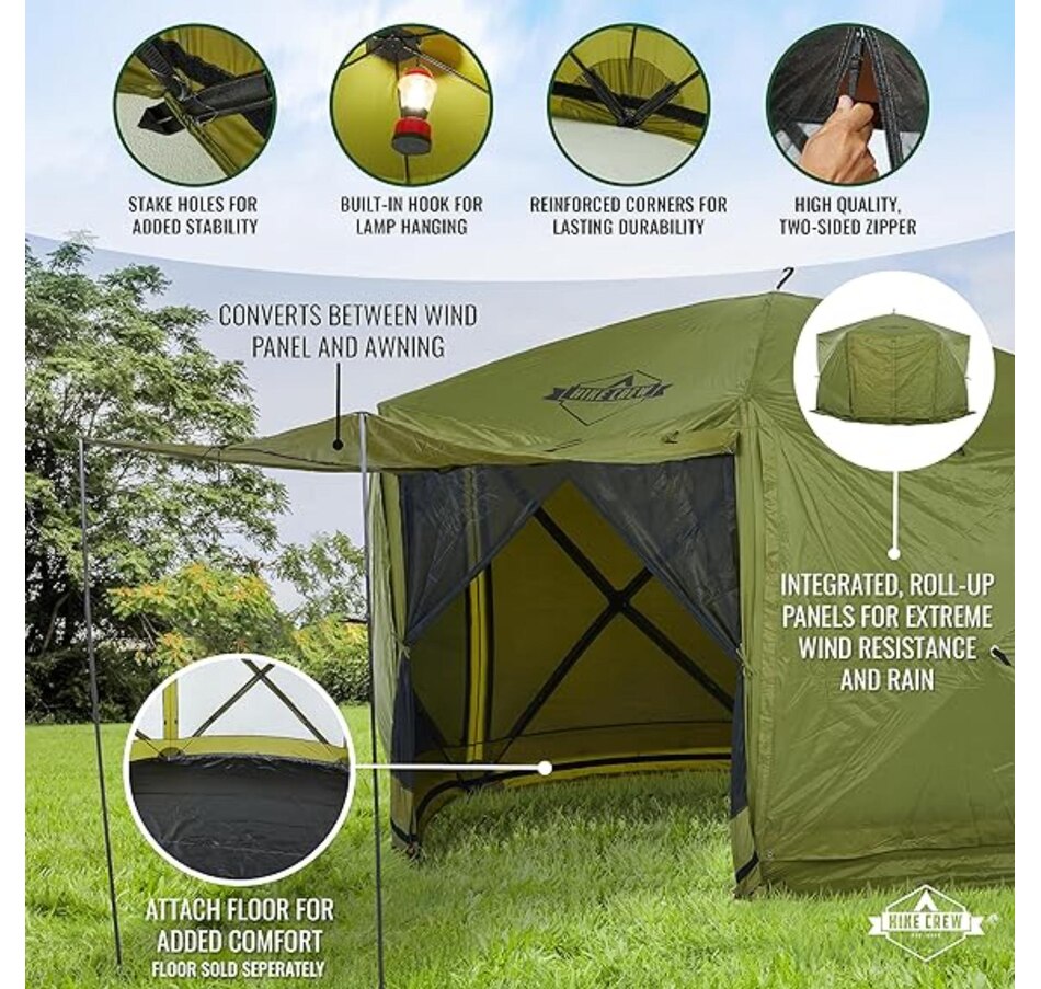Image 870689_ALTMORE4.jpg, Product 870-689 / Price $529.99, Hike Crew 12’ x 12’ Pop Up Gazebo Tent, 6-Sided Outdoor Camping Canopy with Zippered Wind Panels from Hike Crew on TSC.ca's Health & Fitness department