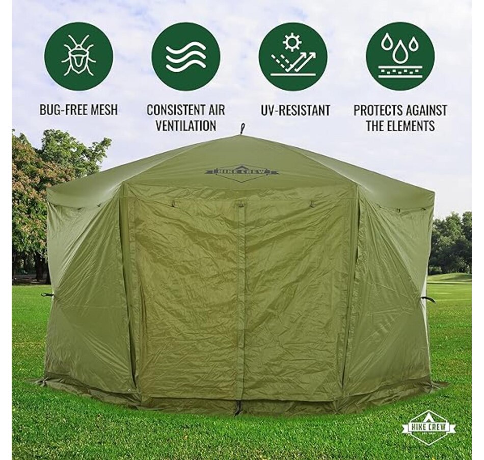 Image 870689_ALTMORE5.jpg, Product 870-689 / Price $529.99, Hike Crew 12’ x 12’ Pop Up Gazebo Tent, 6-Sided Outdoor Camping Canopy with Zippered Wind Panels from Hike Crew on TSC.ca's Health & Fitness department