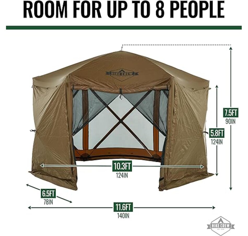 Image 870689_ALTMORE7.jpg, Product 870-689 / Price $529.99, Hike Crew 12’ x 12’ Pop Up Gazebo Tent, 6-Sided Outdoor Camping Canopy with Zippered Wind Panels from Hike Crew on TSC.ca's Health & Fitness department