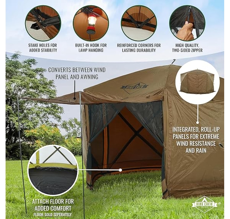 Image 870689_ALTMORE8.jpg, Product 870-689 / Price $529.99, Hike Crew 12’ x 12’ Pop Up Gazebo Tent, 6-Sided Outdoor Camping Canopy with Zippered Wind Panels from Hike Crew on TSC.ca's Health & Fitness department