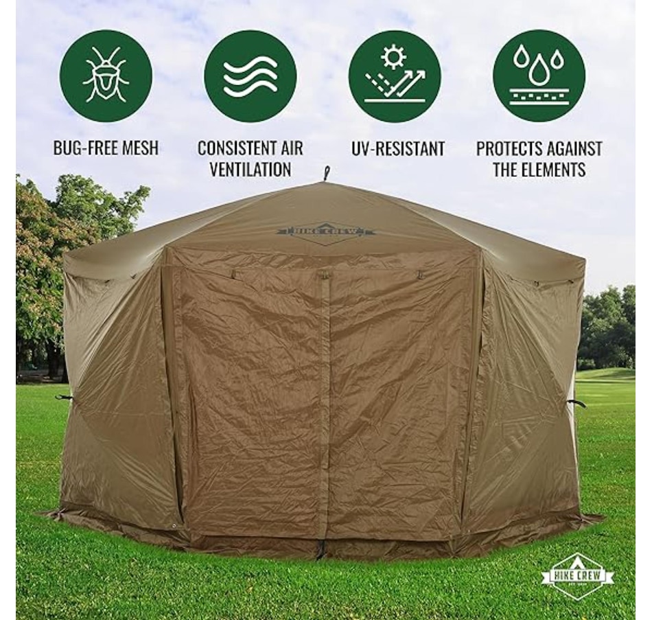 Image 870689_ALTMORE9.jpg, Product 870-689 / Price $529.99, Hike Crew 12’ x 12’ Pop Up Gazebo Tent, 6-Sided Outdoor Camping Canopy with Zippered Wind Panels from Hike Crew on TSC.ca's Health & Fitness department