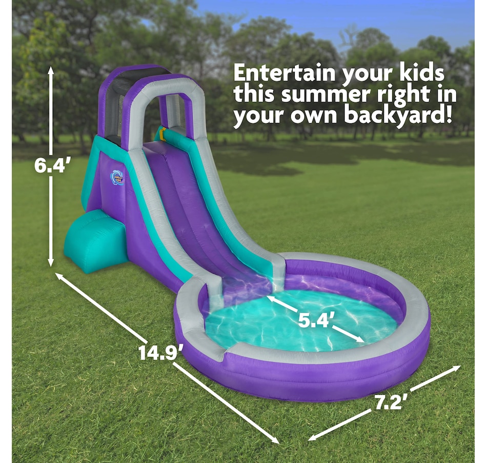 Image 870693_ALTMORE1.jpg, Product 870-693 / Price $279.00 - $669.00, Sunny & Fun Single Ring Inflatable Water Slide Park with Climbing Wall & Deep Pool - Purple from Sunny & Fun on TSC.ca's Home & Garden department