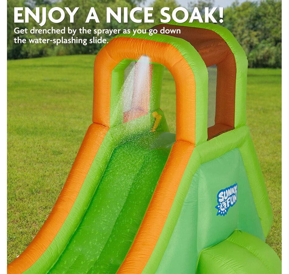 Image 870693_ALTMORE14.jpg, Product 870-693 / Price $279.00 - $669.00, Sunny & Fun Single Ring Inflatable Water Slide Park with Climbing Wall & Deep Pool - Purple from Sunny & Fun on TSC.ca's Home & Garden department