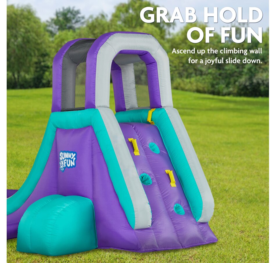 Image 870693_ALTMORE2.jpg, Product 870-693 / Price $279.00 - $669.00, Sunny & Fun Single Ring Inflatable Water Slide Park with Climbing Wall & Deep Pool - Purple from Sunny & Fun on TSC.ca's Home & Garden department