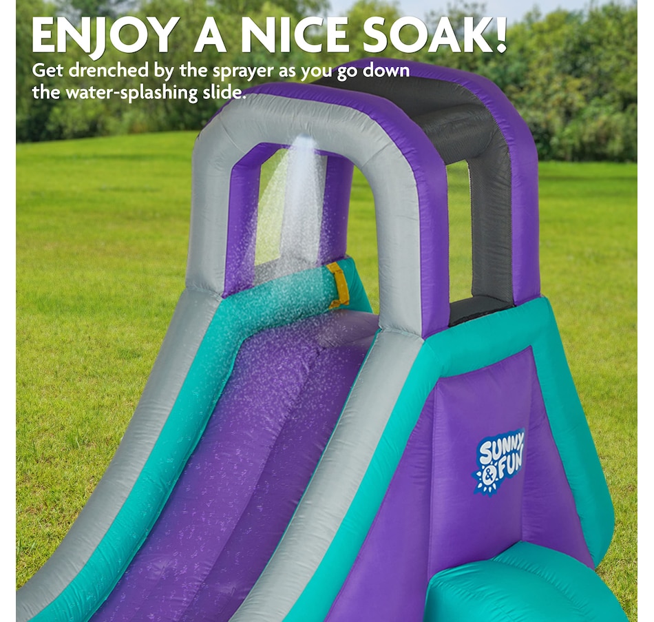 Image 870693_ALTMORE4.jpg, Product 870-693 / Price $279.00 - $669.00, Sunny & Fun Single Ring Inflatable Water Slide Park with Climbing Wall & Deep Pool - Purple from Sunny & Fun on TSC.ca's Home & Garden department
