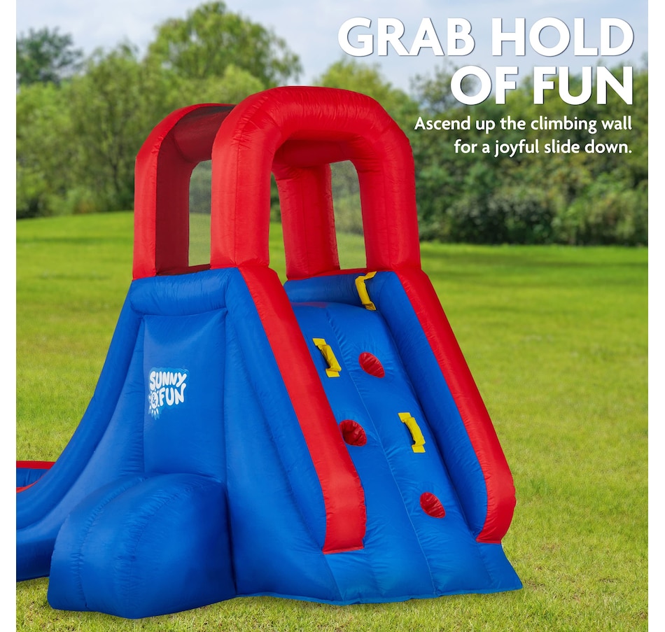 Image 870693_ALTMORE8.jpg, Product 870-693 / Price $279.00 - $669.00, Sunny & Fun Single Ring Inflatable Water Slide Park with Climbing Wall & Deep Pool - Purple from Sunny & Fun on TSC.ca's Home & Garden department
