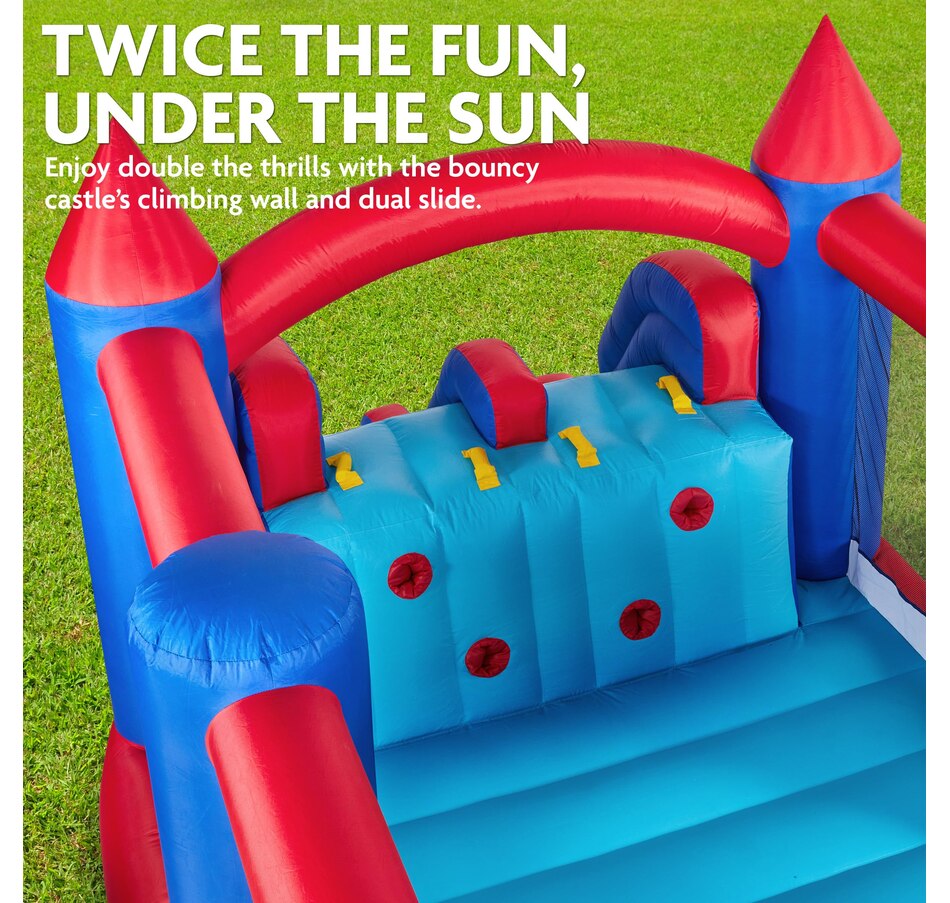 Image 870695_ALTMORE13.jpg, Product 870-695 / Price $699.99, Sunny & Fun Inflatable Bounce House with Climbing Wall, Dual Slides, Air Pump & Case - Red/Blue from Sunny & Fun on TSC.ca's Home & Garden department