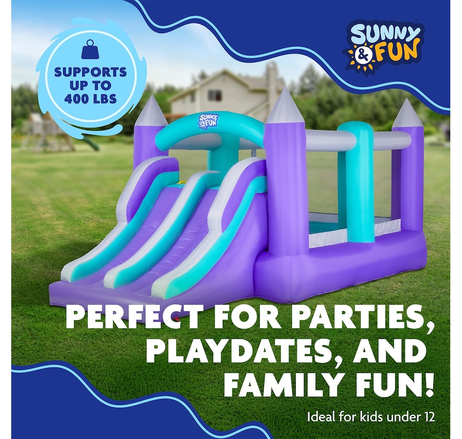 Image 870695_ALTMORE17.jpg, Product 870-695 / Price $699.99, Sunny & Fun Inflatable Bounce House with Climbing Wall, Dual Slides, Air Pump & Case - Red/Blue from Sunny & Fun on TSC.ca's Home & Garden department
