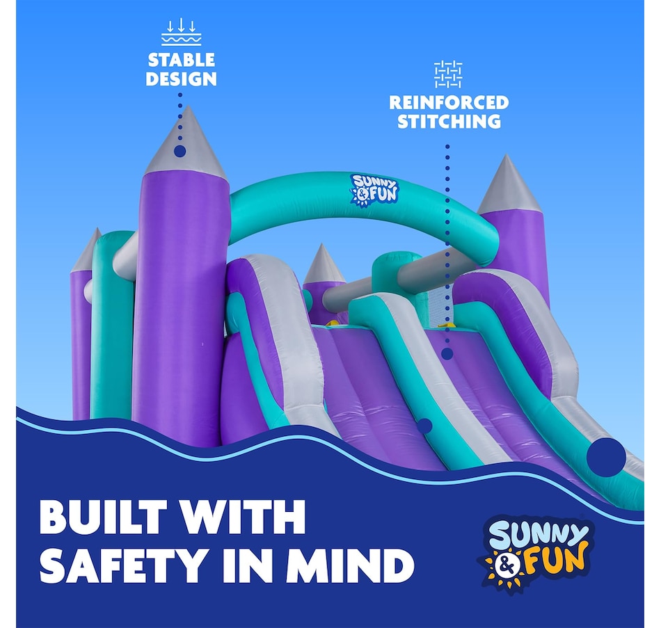 Image 870695_ALTMORE19.jpg, Product 870-695 / Price $699.99, Sunny & Fun Inflatable Bounce House with Climbing Wall, Dual Slides, Air Pump & Case - Red/Blue from Sunny & Fun on TSC.ca's Home & Garden department