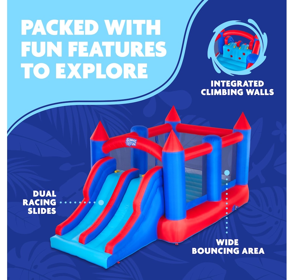 Image 870695_ALTMORE8.jpg, Product 870-695 / Price $699.99, Sunny & Fun Inflatable Bounce House with Climbing Wall, Dual Slides, Air Pump & Case - Red/Blue from Sunny & Fun on TSC.ca's Home & Garden department