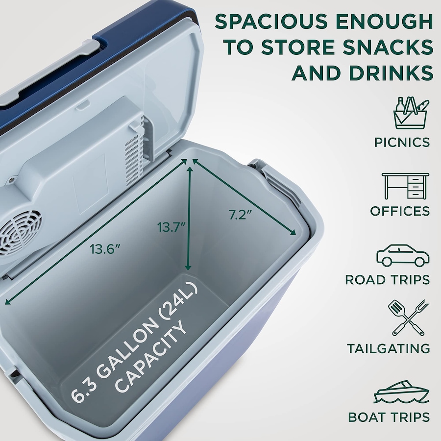 Image 870703_ALTMORE8.jpg, Product 870-703 / Price $99.99 - $149.99, Ivation Electric Cooler & Warmer, 24L Portable Thermoelectric 12 Volt Cooler with Handle - Aqua Blue from Ivation on TSC.ca's Kitchen department