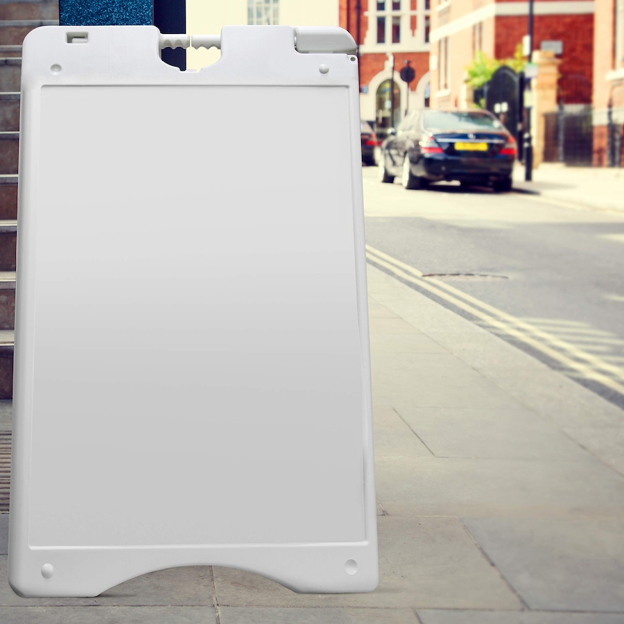 Image 870705_ALTMORE11.jpg, Product 870-705 / Price $159.99 - $199.99, Jumbl A Frame Sandwich Board – 22 x 28” Display Sidewalk Sign with PVC Sign Protector (Yellow) from Jumbl on TSC.ca's Electronics department