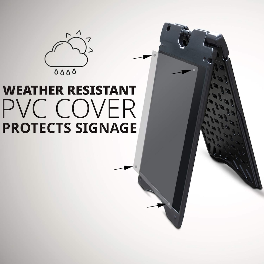 Image 870705_ALTMORE13.jpg, Product 870-705 / Price $159.99 - $199.99, Jumbl A Frame Sandwich Board – 22 x 28” Display Sidewalk Sign with PVC Sign Protector (Yellow) from Jumbl on TSC.ca's Electronics department