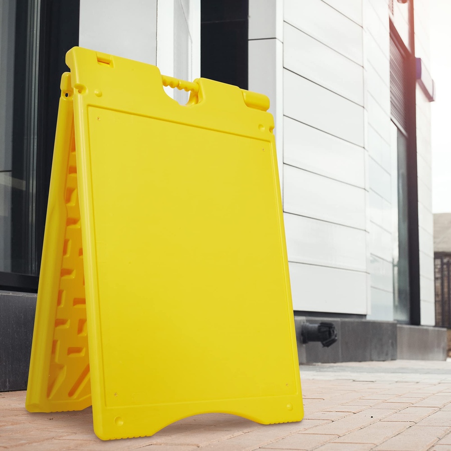 Image 870705_ALTMORE5.jpg, Product 870-705 / Price $159.99 - $199.99, Jumbl A Frame Sandwich Board – 22 x 28” Display Sidewalk Sign with PVC Sign Protector (Yellow) from Jumbl on TSC.ca's Electronics department
