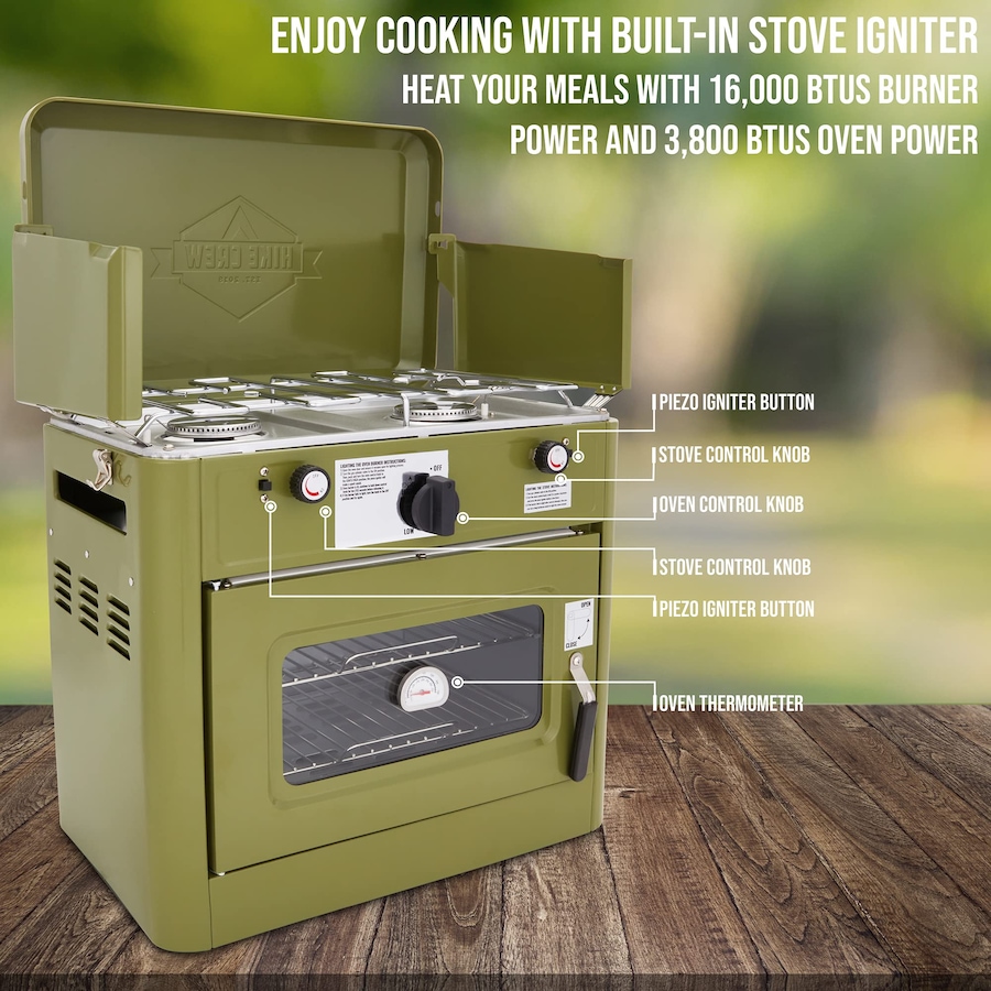 Image 870709_ALTMORE1.jpg, Product 870-709 / Price $379.99 - $419.99, Hike Crew Gas Camping Oven, CSA Approved 2-Burner Stove & Camp Oven with Bag, Igniter & More - Red from Hike Crew on TSC.ca's Health & Fitness department