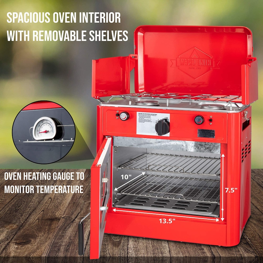 Image 870709_ALTMORE6.jpg, Product 870-709 / Price $379.99 - $419.99, Hike Crew Gas Camping Oven, CSA Approved 2-Burner Stove & Camp Oven with Bag, Igniter & More - Red from Hike Crew on TSC.ca's Health & Fitness department