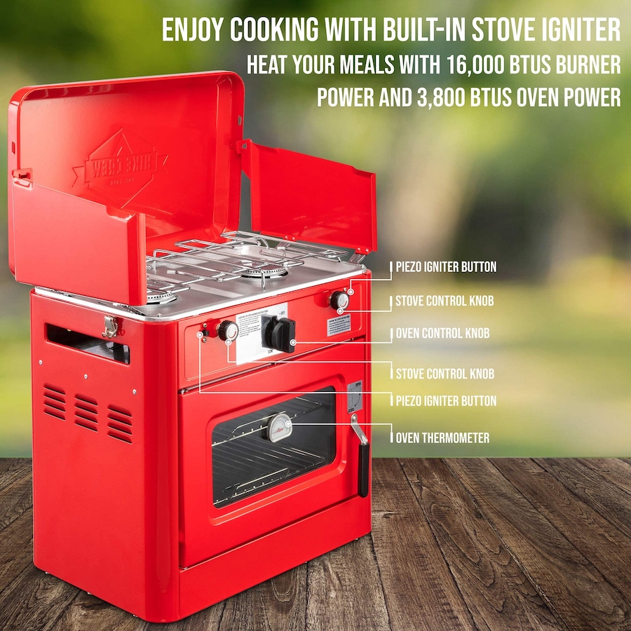 Image 870709_ALTMORE7.jpg, Product 870-709 / Price $379.99 - $419.99, Hike Crew Gas Camping Oven, CSA Approved 2-Burner Stove & Camp Oven with Bag, Igniter & More - Red from Hike Crew on TSC.ca's Health & Fitness department