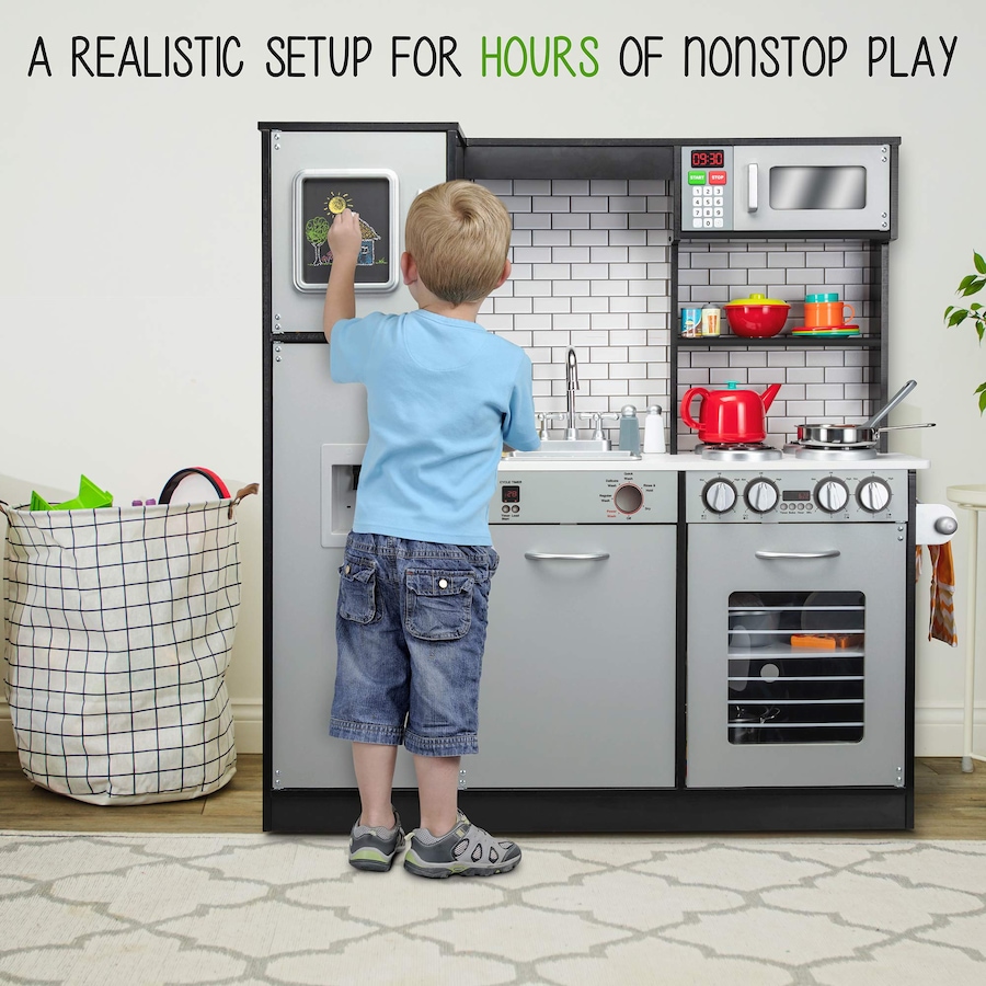 Image 870721_ALTMORE5.jpg, Product 870-721 / Price $299.99, Lil' Jumbl Kids Kitchen Set, Wooden Pretend Play Kitchen with Sounds & Accessories - Charcoal from Jumbl on TSC.ca's Toys & Hobbies department