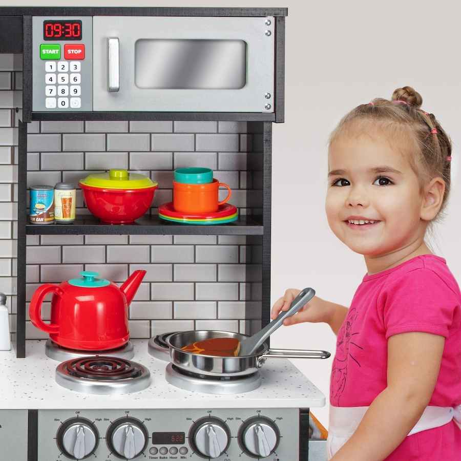 Image 870721_ALTMORE8.jpg, Product 870-721 / Price $299.99, Lil' Jumbl Kids Kitchen Set, Wooden Pretend Play Kitchen with Sounds & Accessories - Charcoal from Jumbl on TSC.ca's Toys & Hobbies department