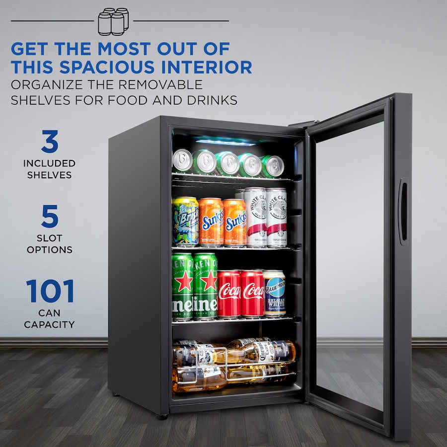 Image 870738_ALTMORE2.jpg, Product 870-738 / Price $459.99, Ivation 101 Can Beverage Refrigerator, Freestanding Mini Fridge with Glass Door - Black from Ivation on TSC.ca's Kitchen department