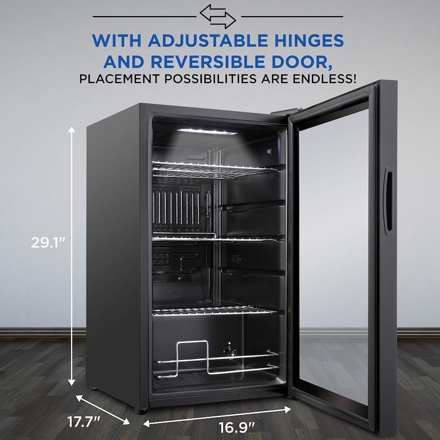 Image 870738_ALTMORE3.jpg, Product 870-738 / Price $459.99, Ivation 101 Can Beverage Refrigerator, Freestanding Mini Fridge with Glass Door - Black from Ivation on TSC.ca's Kitchen department