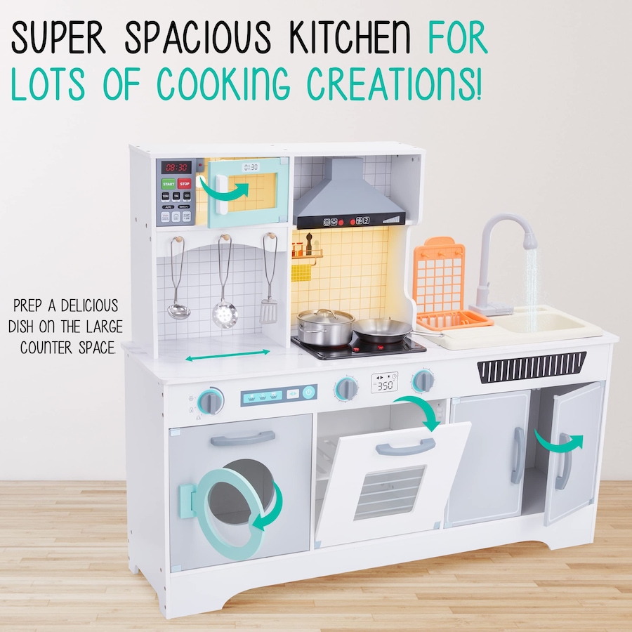 Image 870774_ALTMORE7.jpg, Product 870-774 / Price $349.99, Lil' Jumbl Kids Kitchen Set, Wooden Pretend Play Kitchen with Sounds, Accessories and Running Water from Jumbl on TSC.ca's Toys & Hobbies department