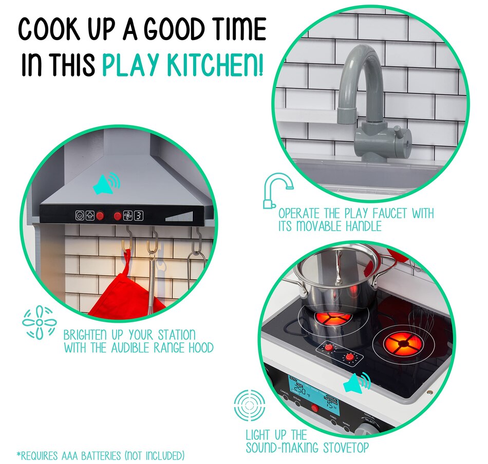 Image 870789_ALTMORE4.jpg, Product 870-789 / Price $199.99, Lil' Jumbl Kids Kitchen Set, Wooden Pretend Play Kitchen with Sounds & Accessories - Gray from Jumbl on TSC.ca's Toys & Hobbies department