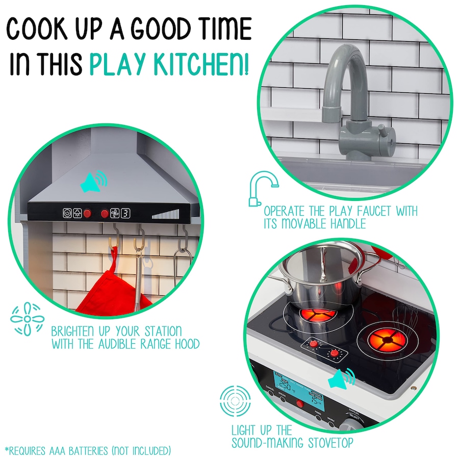 Image 870789_ALTMORE4.jpg, Product 870-789 / Price $199.99, Lil' Jumbl Kids Kitchen Set, Wooden Pretend Play Kitchen with Sounds & Accessories - Gray from Jumbl on TSC.ca's Toys & Hobbies department
