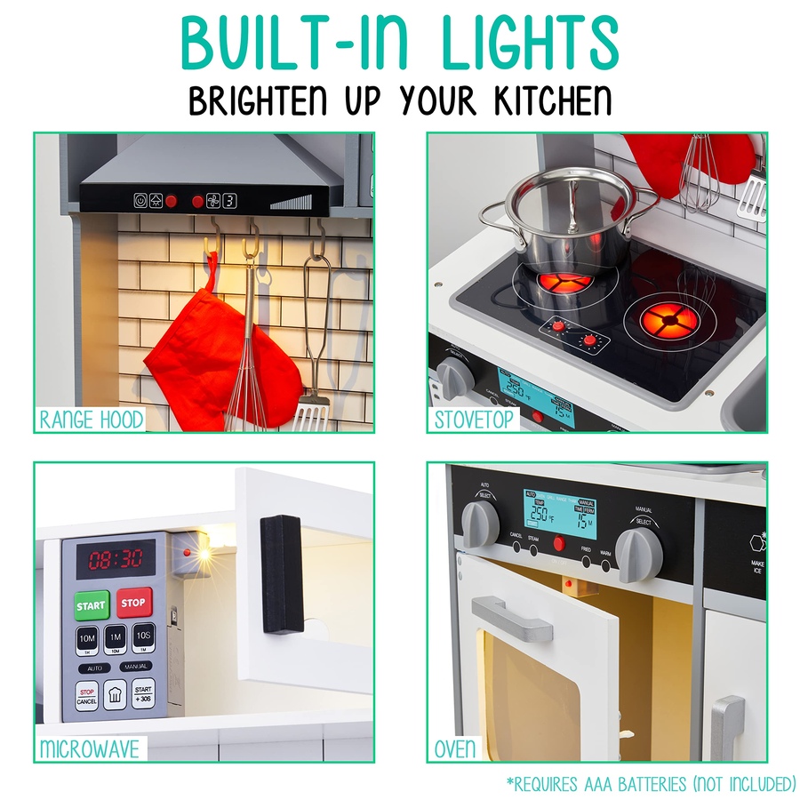 Image 870789_ALTMORE5.jpg, Product 870-789 / Price $199.99, Lil' Jumbl Kids Kitchen Set, Wooden Pretend Play Kitchen with Sounds & Accessories - Gray from Jumbl on TSC.ca's Toys & Hobbies department