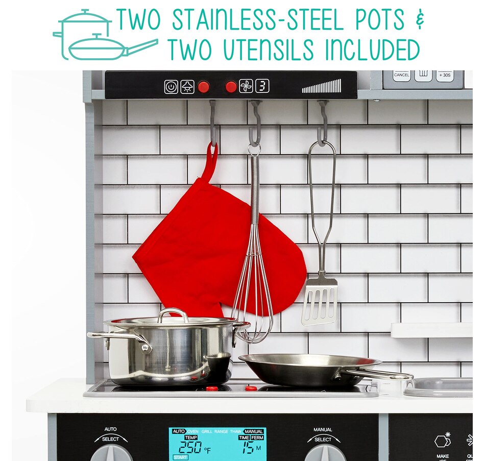 Image 870789_ALTMORE6.jpg, Product 870-789 / Price $199.99, Lil' Jumbl Kids Kitchen Set, Wooden Pretend Play Kitchen with Sounds & Accessories - Gray from Jumbl on TSC.ca's Toys & Hobbies department