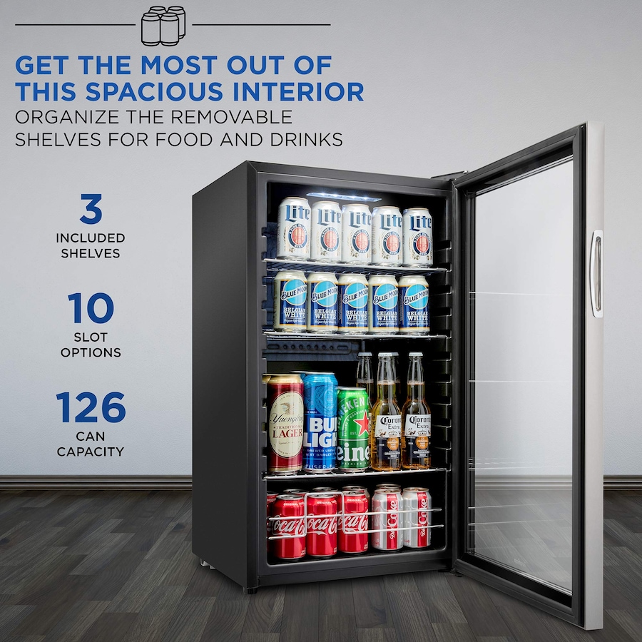 Image 870799_ALTMORE2.jpg, Product 870-799 / Price $579.99, Ivation 126 Can Beverage Refrigerator, Freestanding Mini Fridge with Glass Door - Stainless Steel from Ivation on TSC.ca's Kitchen department