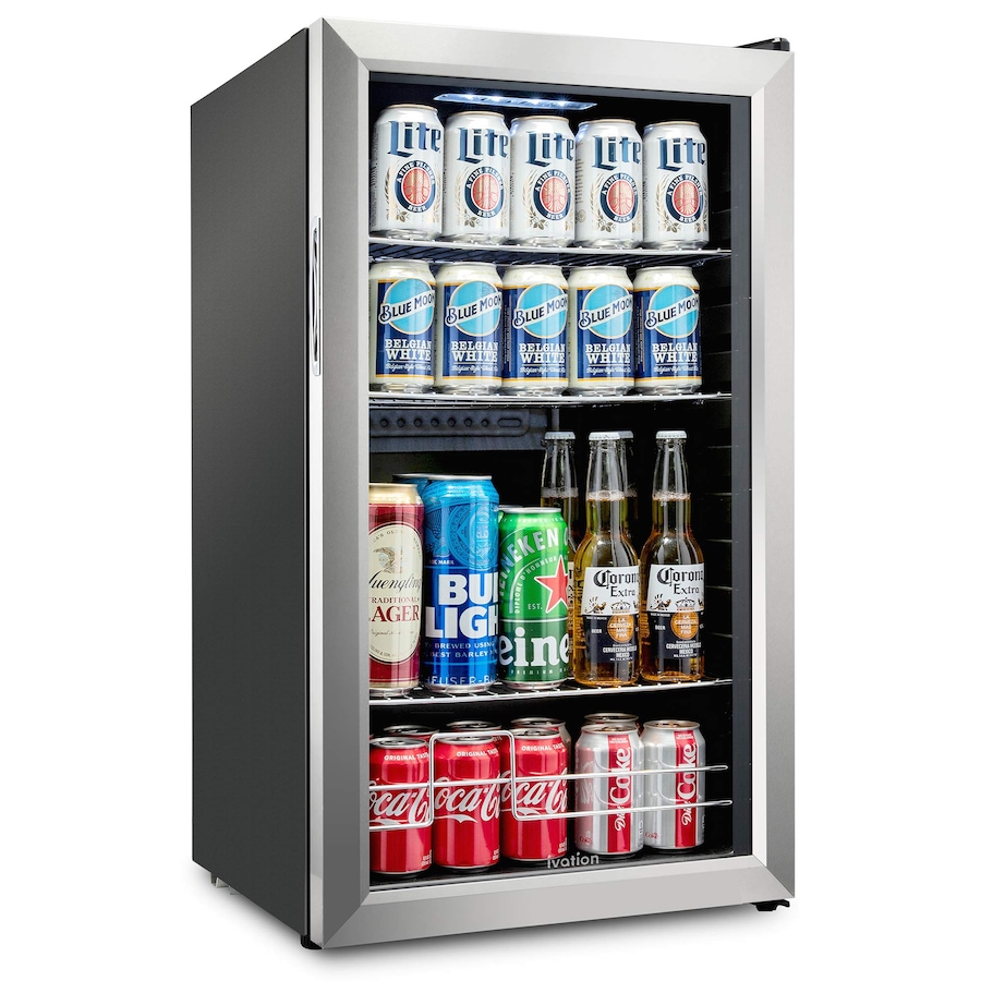 Image 870799_ST01.jpg, Product 870-799 / Price $579.99, Ivation 126 Can Beverage Refrigerator, Freestanding Mini Fridge with Glass Door - Stainless Steel from Ivation on TSC.ca's Kitchen department