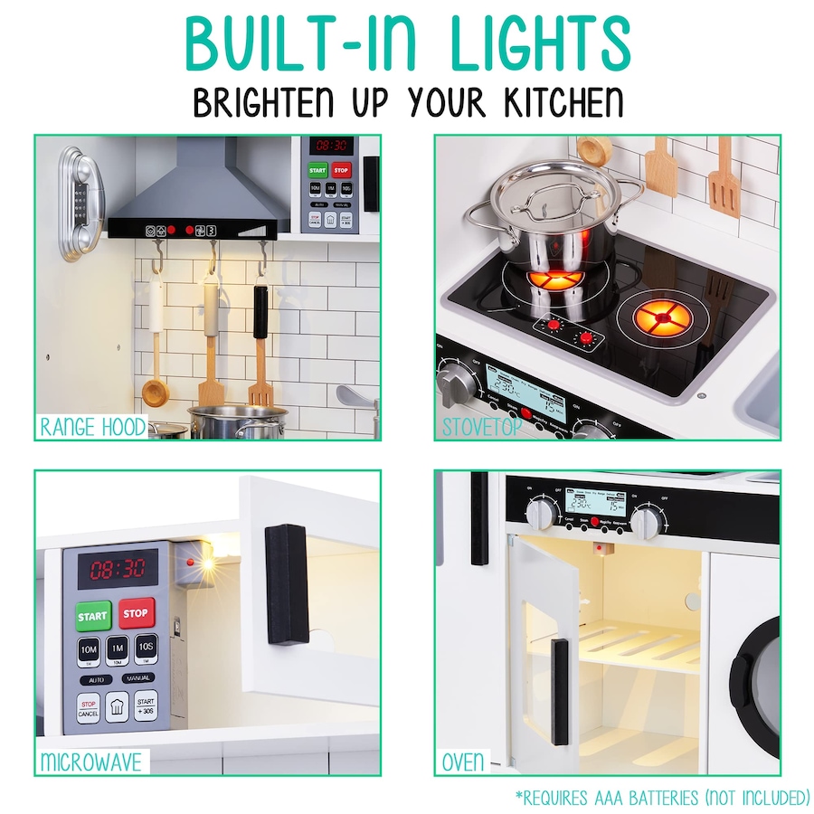 Image 870801_ALTMORE4.jpg, Product 870-801 / Price $299.99, Lil' Jumbl Large Kids Kitchen Set, Wooden Pretend Play Kitchen with Sounds & Accessories - White from Jumbl on TSC.ca's Toys & Hobbies department