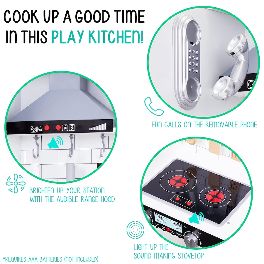 Image 870801_ALTMORE5.jpg, Product 870-801 / Price $299.99, Lil' Jumbl Large Kids Kitchen Set, Wooden Pretend Play Kitchen with Sounds & Accessories - White from Jumbl on TSC.ca's Toys & Hobbies department