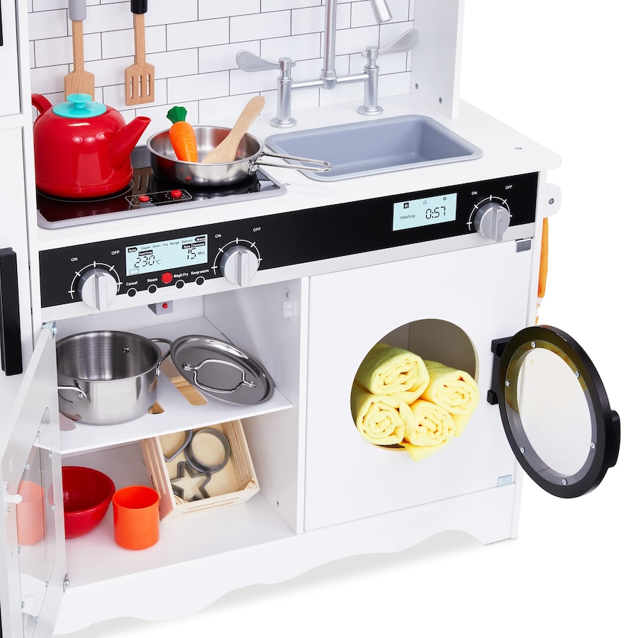 Image 870801_ALTMORE9.jpg, Product 870-801 / Price $299.99, Lil' Jumbl Large Kids Kitchen Set, Wooden Pretend Play Kitchen with Sounds & Accessories - White from Jumbl on TSC.ca's Toys & Hobbies department