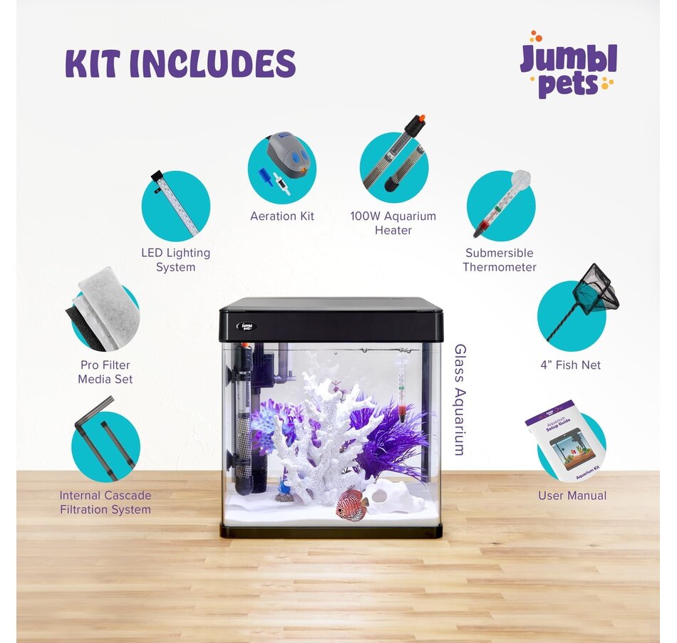 Image 870802_ALTMORE1.jpg, Product 870-802 / Price $149.99 - $259.99, JumblPets Premium Fish Aquarium Kit, Complete Glass Fish Tank Kit w/LED Lighting & More (7 Gallon) from Jumbl on TSC.ca's Home & Garden department