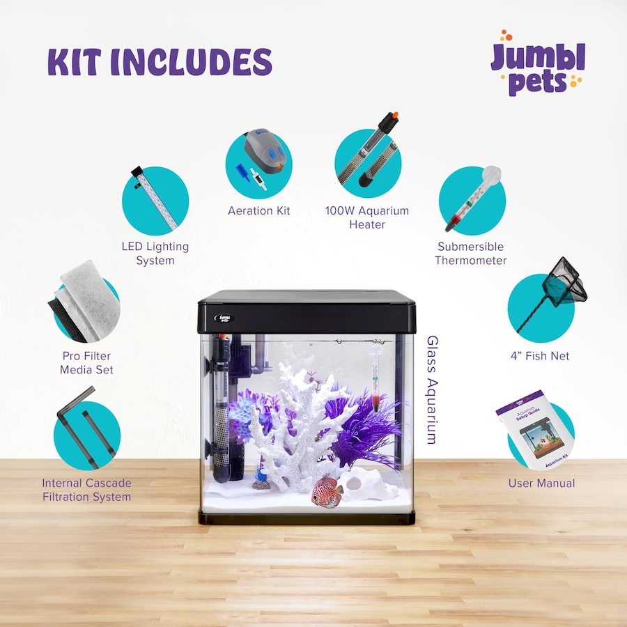 Image 870802_ALTMORE1.jpg, Product 870-802 / Price $149.99 - $259.99, JumblPets Premium Fish Aquarium Kit, Complete Glass Fish Tank Kit w/LED Lighting & More (7 Gallon) from Jumbl on TSC.ca's Home & Garden department